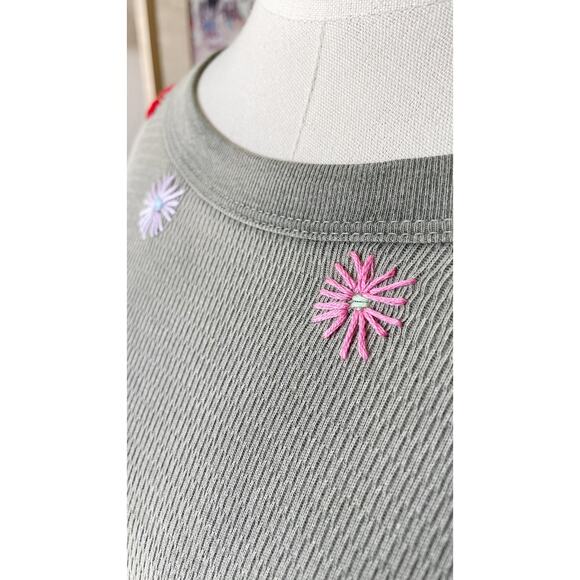 Free People x Riley Vintage Dipped Olive Embroidered Thermal Top NWT Small - Picture 6 of 13